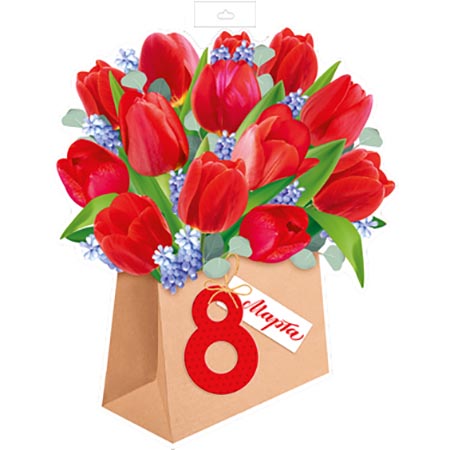 картинка Плакат фигурный " Империя поздравлений " 933 А3 Тюльпаны