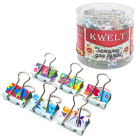 картинка Зажимы " KWELT " с печатью 15мм 60шт/уп