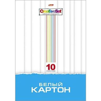картинка Картон белый А4 мелованный 10л " Hatber " Creative set, 190г/м2, в папке