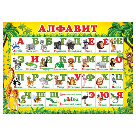 картинка Плакат " Мир открыток " 9-19 А4 Алфавит, мелованная бумага 150г/м2