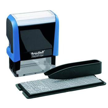 картинка Штамп самонаборный " Trodat " 3-строчный 14*38мм без рамки, корпус синий, касса в комплекте