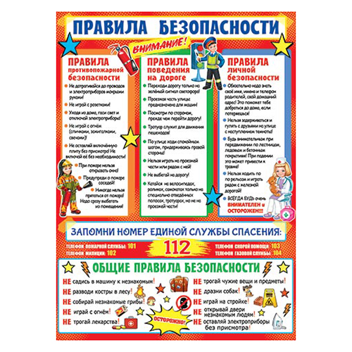 картинка Плакат " Мир открыток " 0-30 А2 Правила безопасности