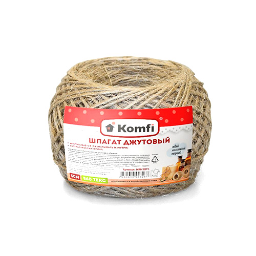 картинка Шпагат " Komfi " джутовый 50м 560 текс (+/-10%) бурый