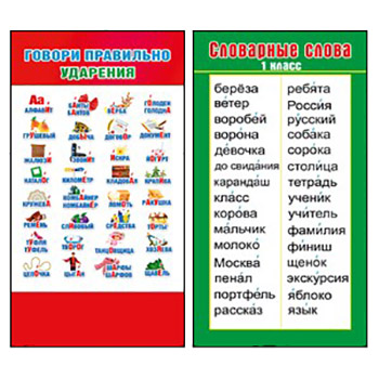 картинка Шпаргалка " Мир поздравлений " 150 Ударения/Словарные слова. 1 класс, 172*92мм