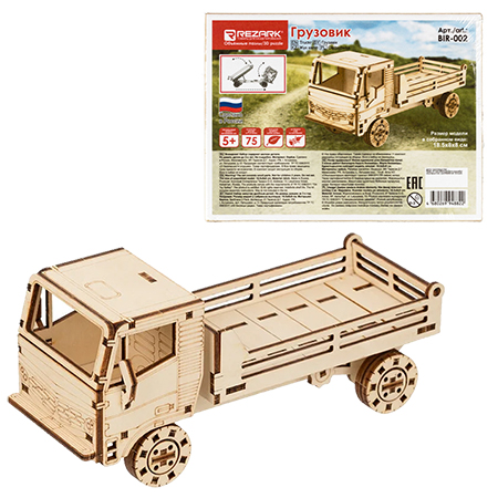 картинка Модель из дерева " Rezark " Грузовик, состав набора: 75 деталей, размер модели: 18,5*8*8см