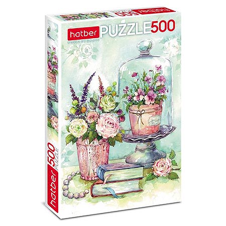 картинка Пазлы " Hatber " 500элементов Акварельные букеты 33*48см, картонная упаковка