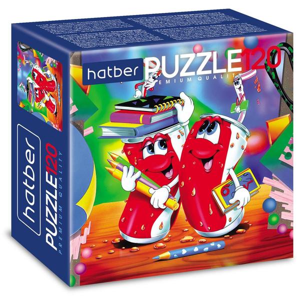 картинка Пазлы " Hatber " 120элементов Premium Учись ярко! 15*15см, картонная упаковка