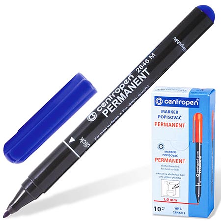 картинка Маркер " Centropen " синий 1мм пулевидный наконечник перманентный