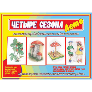 картинка Дидактическая игра " Четыре сезона.Лето " Учат малыша определять время года по изменениям в природе, папка+ 6карт+ поле