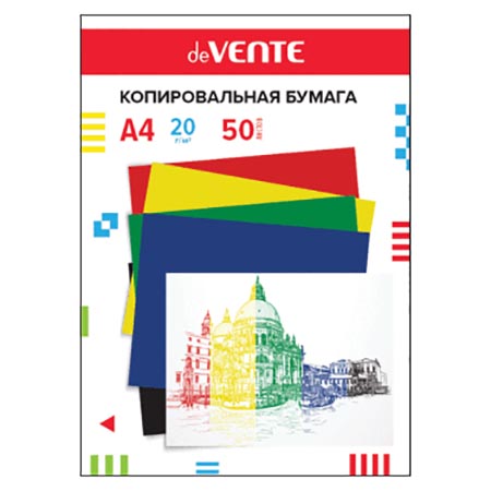 картинка Копировальная бумага " deVente " А4 50л, 5цв (красный, желтый, зеленый, синий, черный)
