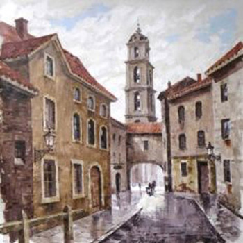 картинка Постер магнитный 200*200мм " Городской пейзаж " Винил, европодвес