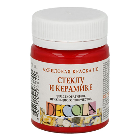 картинка Краска акриловая стекло/керамика " Decola " 50мл красная