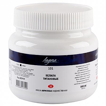 картинка Краска акриловая " Ладога " 500мл белила титановые