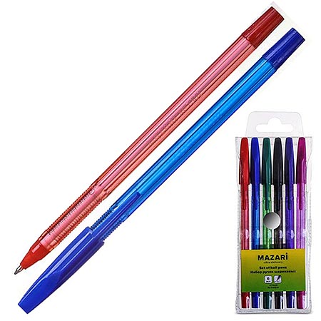 картинка Набор шариковых ручек " Mazari " Stylus 0,7мм 6 цветов, колпачок с клипом, ПВХ