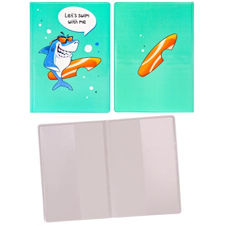 картинка Обложка для паспорта " Миленд " Акула, 130*95мм, ПВХ