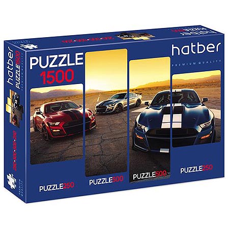 картинка Пазлы " Hatber " 1500элементов Premium АвтоЛюкс 56*106.5см, 4 картинки в 1 коробке, картонная упаковка