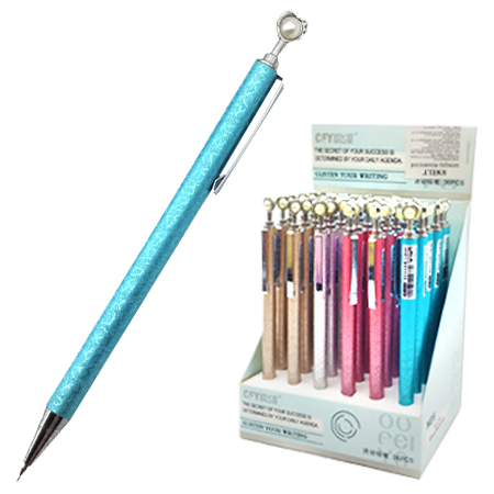 картинка Карандаш механический " KWELT " 0,5мм непрозрачный пластиковый корпус, 4 цвета корпуса, с металлическим клипом, шоубокс