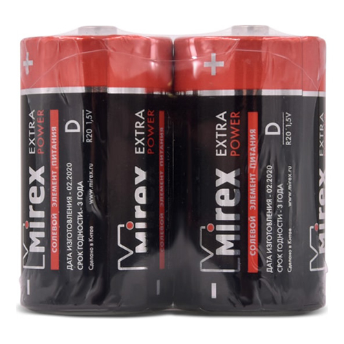 картинка Батарейка " Mirex " R20 солевая, термоусадка