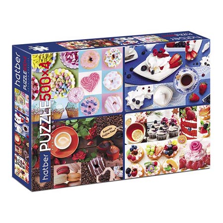 картинка Пазлы " Hatber " 2000элементов Premium TRIPTYCH Сладости 46*34см, 4 картинки в 1 коробке, картонная упаковка