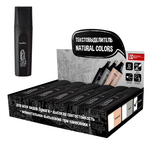 картинка Текстовыделитель 1-4мм, черный, Лондон " Феникс " картонная упаковка