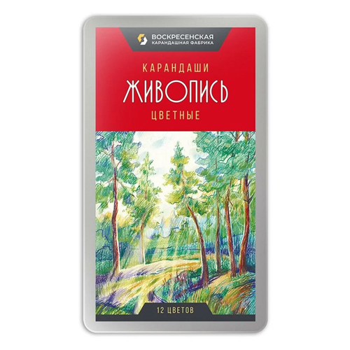 картинка Карандаши цветные деревянные Живопись 12цв " ВКФ " шестигранные, металлическая коробка