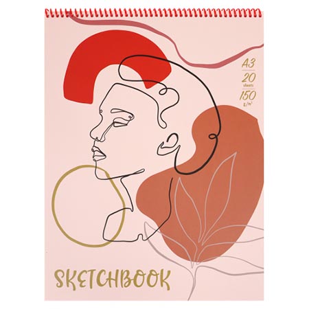 картинка Скетчбук, белая бумага 150г/м2, А3, 20л, спираль, без линовки, обложка- матовый ламинированный картон, жесткая подложка, " Миленд " Женский силуэт