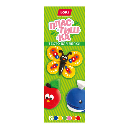 картинка Тесто для лепки " Lori " Пластишка Набор №23, в наборе: тесто для лепки, 6 баночек по 50г, картонная упаковка