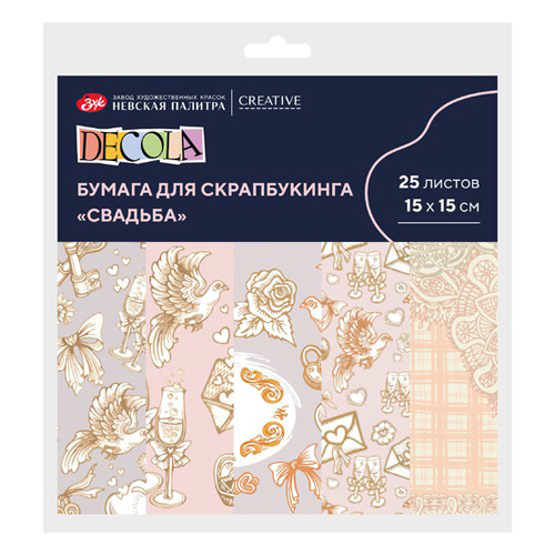 картинка Бумага для скрапбукинга " Decola " Свадьба 40л, 8 сюжетов, 15*15см