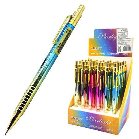 картинка Карандаш механический " KWELT " 0,5мм непрозрачный пластиковый корпус, 3 цвета корпуса, с металлическим клипом, шоубокс