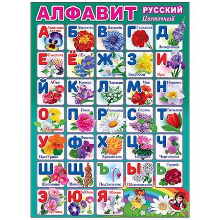 картинка Плакат " Праздник " 941 А2 Алфавит. Русский цветочный, текст