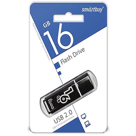 картинка Флеш-диск " SmartBuy " 16GB Glossy черный USB 2.0