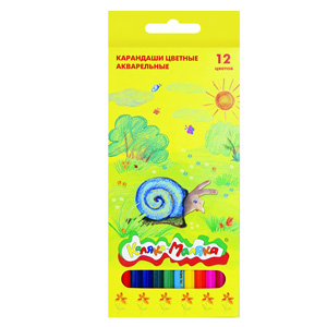 картинка Карандаши " Каляка-Маляка " акварельные 12цв шестигранные деревянные, картонная упаковка, европодвес