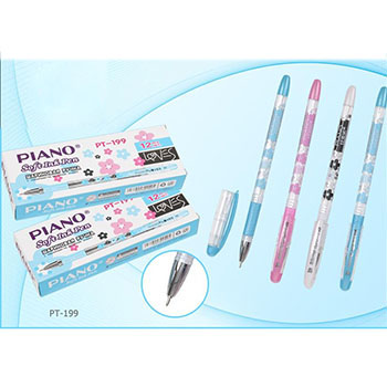 картинка Ручка шариковая " Piano " Loves синяя 0,5мм, толщина письма 0,25мм, резиновый держатель, чернила на масляной основе, металлический наконечник, прозрачный корпус с рисунком