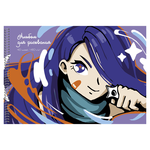 картинка Альбом А4 40л спираль " Эксмо " Яркий образ, обложка - мелованный картон, матовая ламинация, выборочный лак, офсет 120г/м2