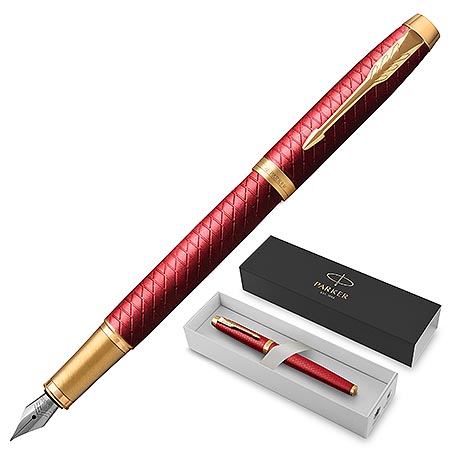 картинка Ручка подарочная перьевая " Parker " Premium Red GT, картридж синего цвета, цвет корпуса-красный/золотой, подарочная упаковка