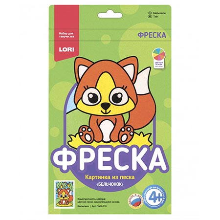 картинка Картина из песка " Lori " Фреска Бельчонок, 7 цветов, блестки, цветной песок, самоклеящаяся основа в рамке