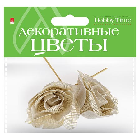 картинка Декоративный элемент " Hobby Time " Цветы 4шт, Вид 10, мешковина