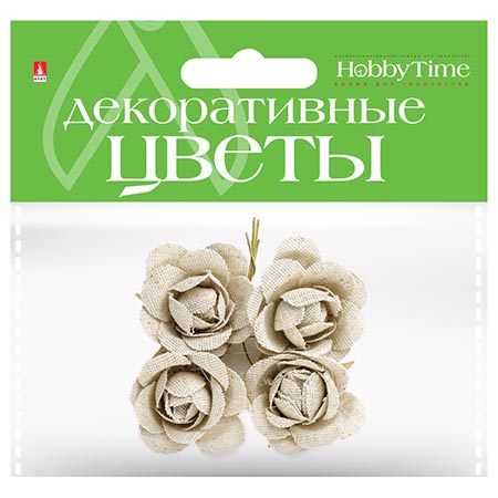 картинка Декоративный элемент " Hobby Time " Цветы 4шт, Вид 1, мешковина