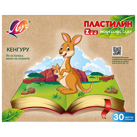 картинка Пластилин " Луч " ZOO 30цв, 450г, картонная упаковка