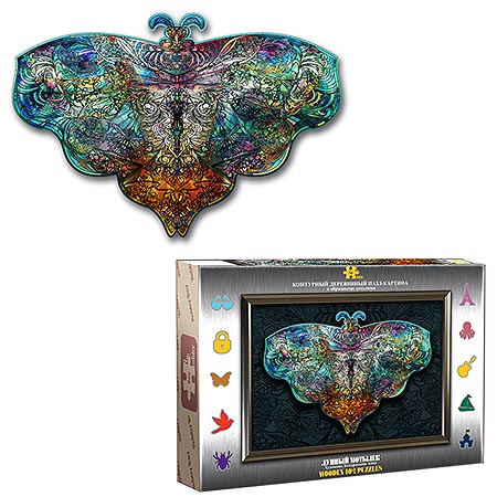 картинка Пазлы деревянные " Hobby Day " 102элемента Лунный Мотылек 27*19см, картоннная упаковка