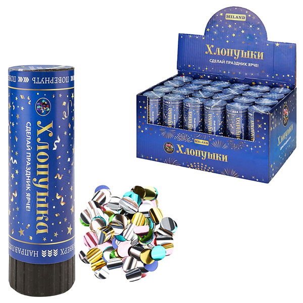 картинка Хлопушка " Миленд " Круглое конфетти 11,5см, фольгированное