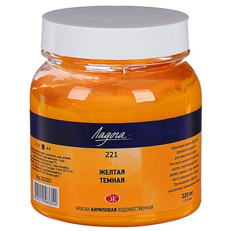картинка Краска акриловая " Ладога " 220мл желтая темная