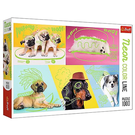картинка Пазлы " Trefl " 1000элементов Отпадные псы, Neon 68,3*48см, картонная упаковка 27*40*6см