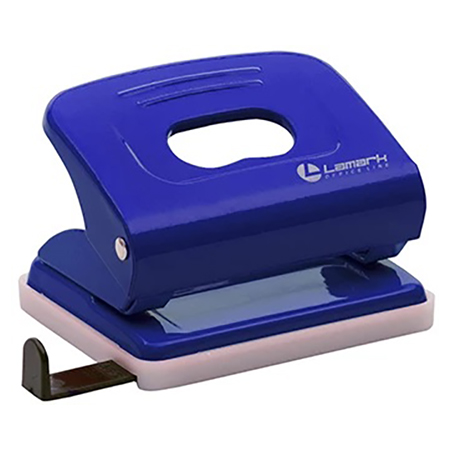 картинка Дырокол на 20л " Lamark " Mettallic металлический, встроенная линейка, синий