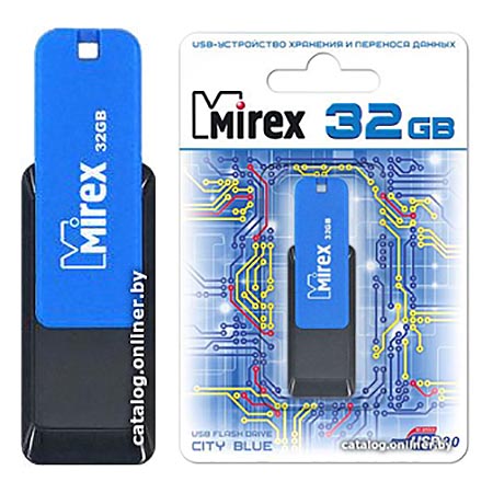 картинка Флеш-диск " Mirex " 32GB City синий USB 2.0