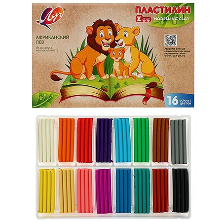 картинка Пластилин " Луч " ZOO 16цв 240г картонная упаковка