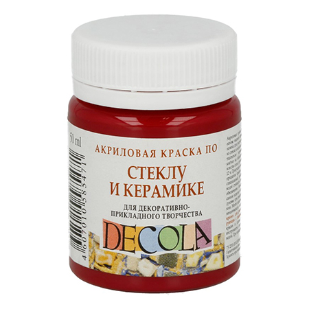 картинка Краска акриловая стекло/керамика " Decola " 50мл карминовая