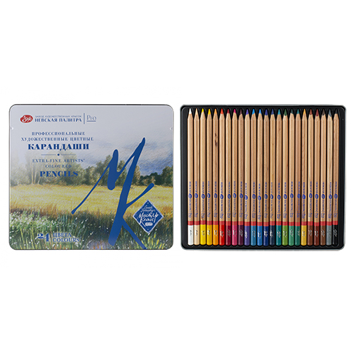 картинка Карандаши " Мастер-Класс " 24цв круглые, деревянные, жестяная упаковка