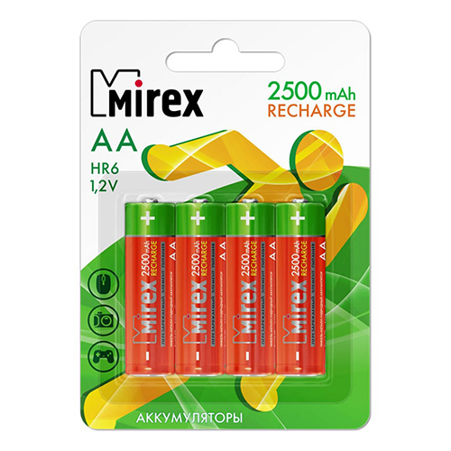 картинка Аккумулятор " Mirex " HR6 2500mAh, 4шт Ni-Mh