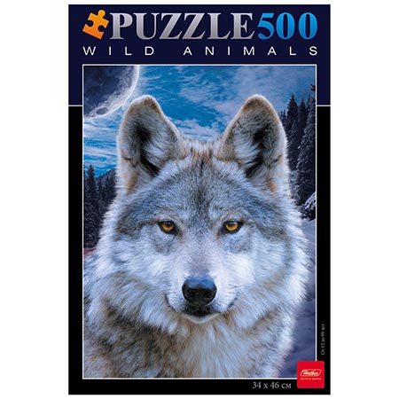 картинка Пазлы " Hatber " 500элементов Волк 46*34см, картонная упаковка